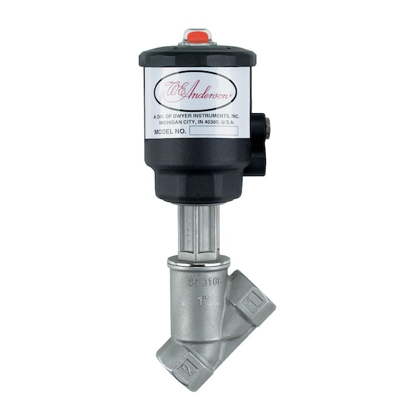Angle seat valve, 1/2" NPT, 1-3/4" actuator dia.